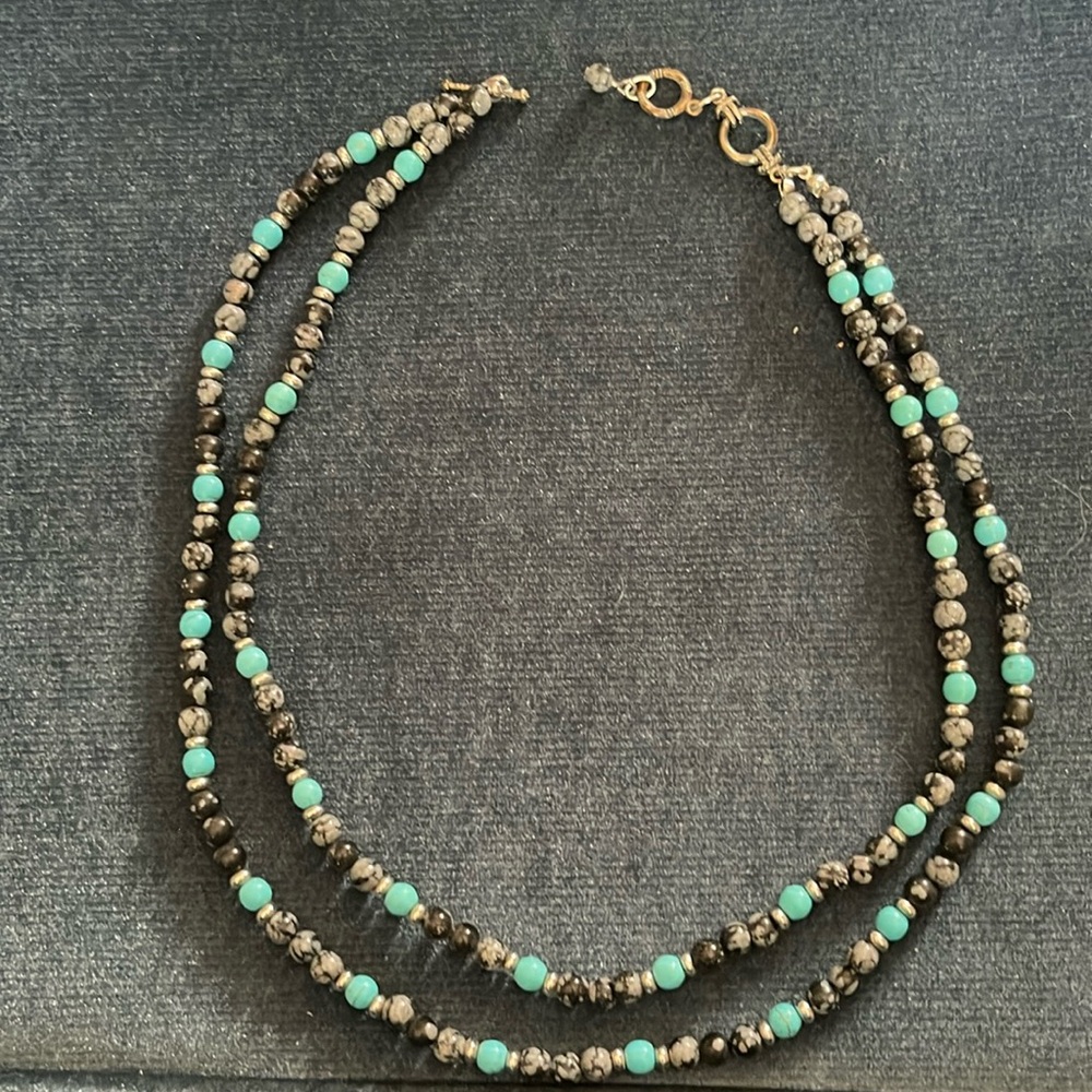 Black jasper and turquoise necklace.